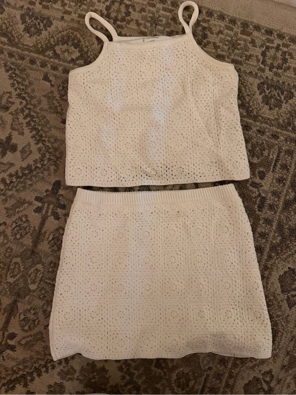 Target White Crochet Knit Kids Two-Piece Matching Set
